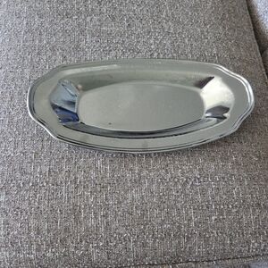 Vintage Irvinware etched chrome Tray  retro serving platter